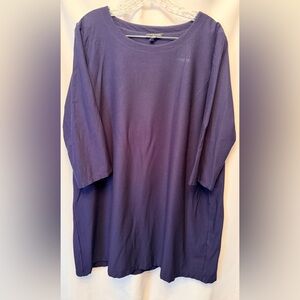 Eileen Fisher Size XL Shift Dress Crew Neck 3/4 Sleeve Navy Blue Viscose Stretch